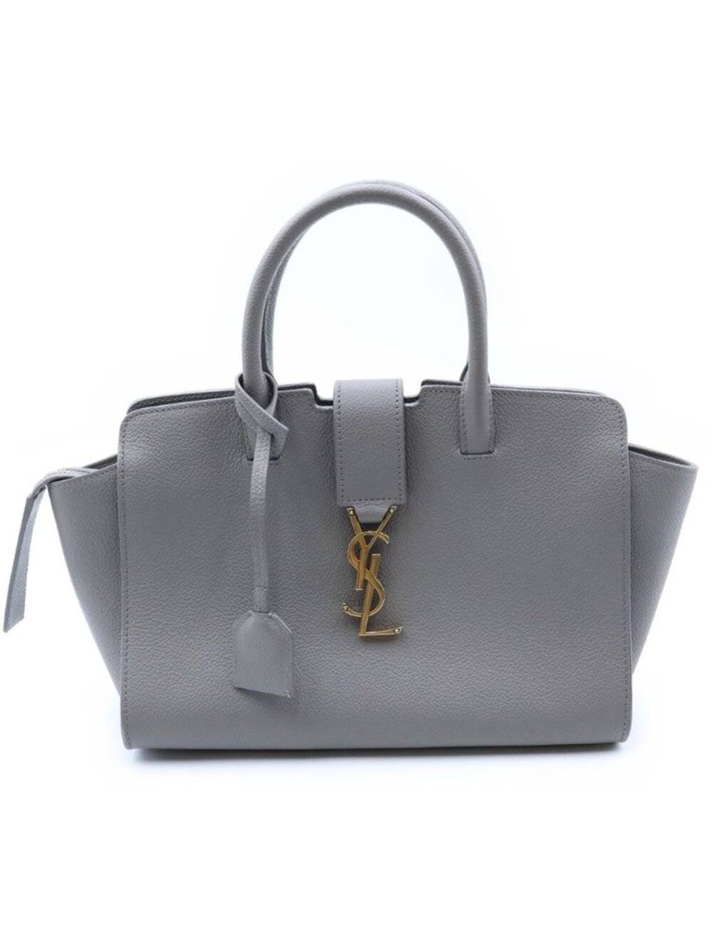 Saint Laurent Downtown Baby Cabas Leather Cassandra Logo Handbag Greige Gold